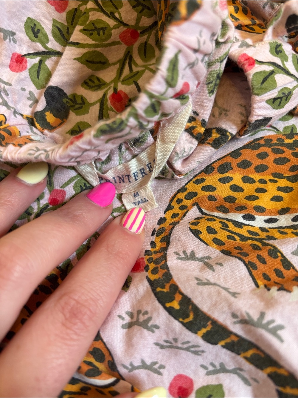Print fresh Leopard Print Lounge Pants - Cream Background with Mustard & Green - Picture 2 of 2